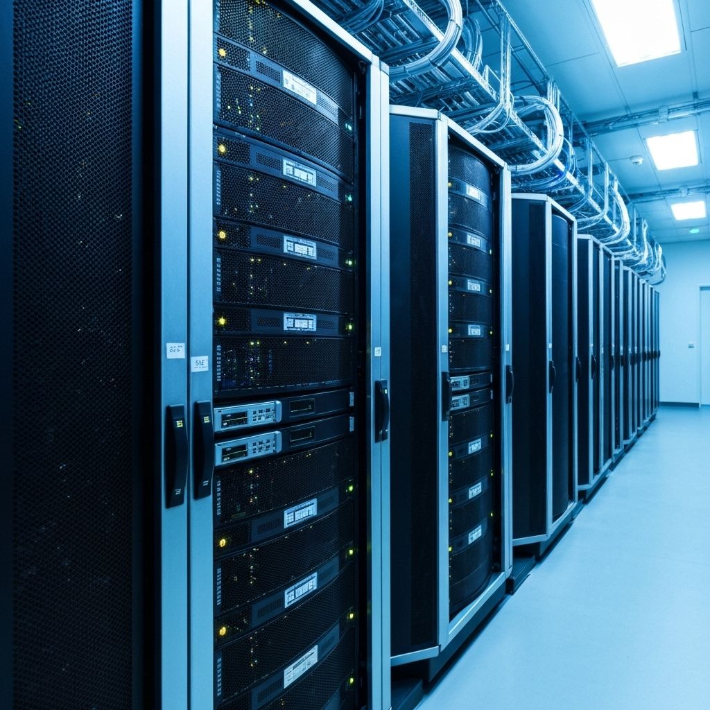 Modern data center with server racks